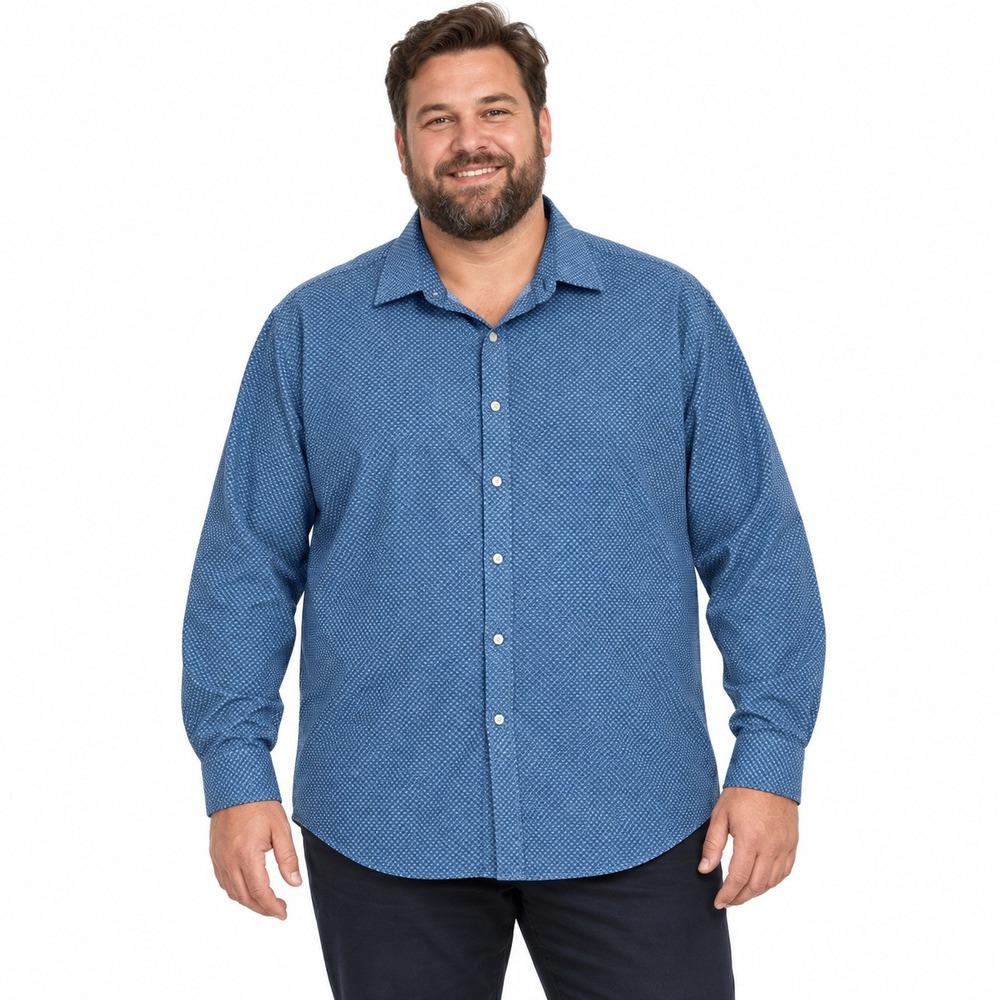 Con.Struct Button Down Mens XL Blue Geometric 4-Way Stretch Slim Fit Shirt